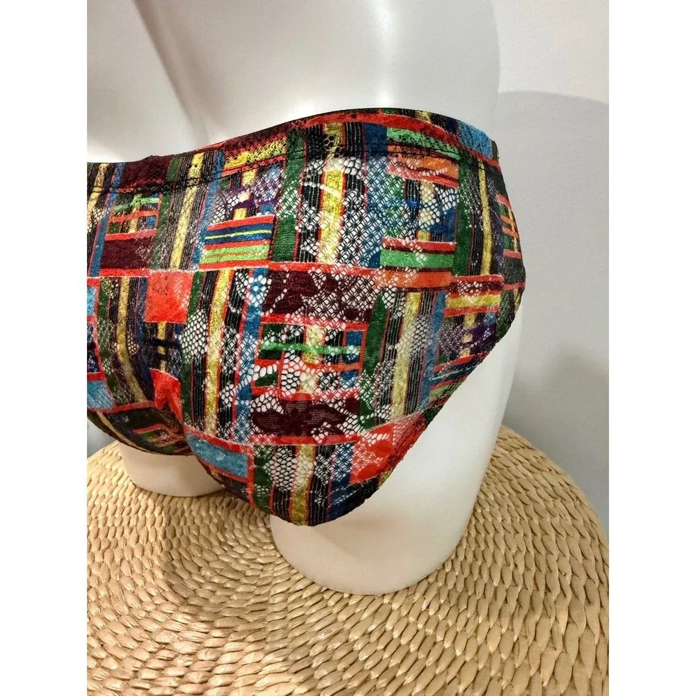 Cosabella Never Say Never Men's Micro Brief Kente Print Lace Designer Luxury L